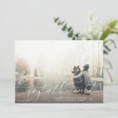 Kerstkaart met foto 'Vreugde aan de wereld' (Staand voorkant)