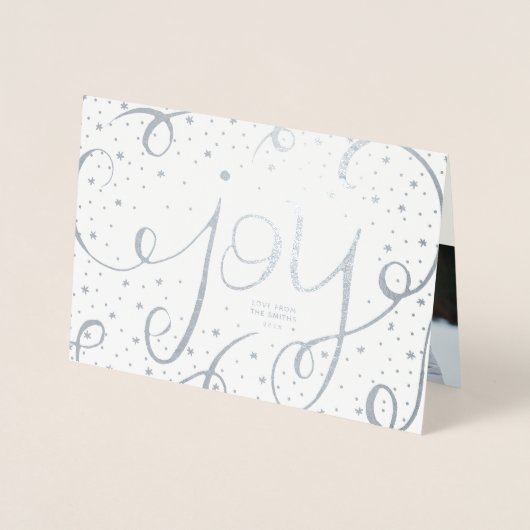 Kerstkaart met foto | Zilveren folie glans Folie Kaarten (Voorkant)