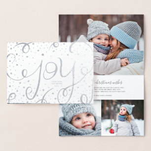 Kerstkaart met foto   Zilveren folie glans Kaarten