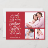 Kerstkaart met fotocollage 3 foto's kaart (Voorkant)