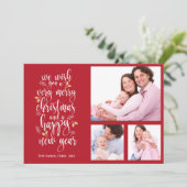 Kerstkaart met fotocollage 3 foto's kaart (Staand voorkant)