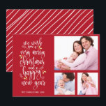 Kerstkaart met fotocollage 3 foto's kaart<br><div class="desc">Een schattige kerstkaart met een familiefoto in letterstijl.</div>