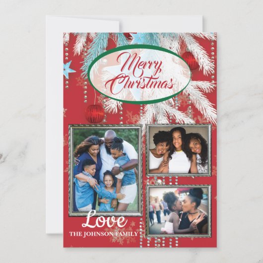 Kerstkaart met foto's kaart (Voorkant)