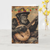 KERSTKAART MET FUNNY CHIMPANSEE KAART (Gele Bloem)