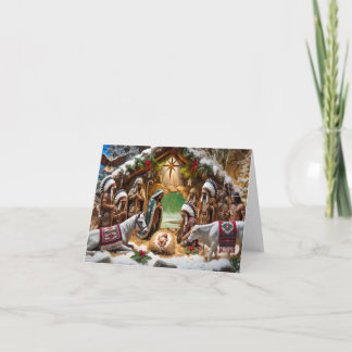 Kerstkaart met geboortescène van Native Americans Feestdagen Kaart