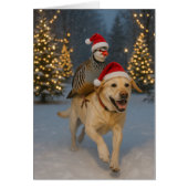 Kerstkaart met gele labrador en patrijs (Voorkant)