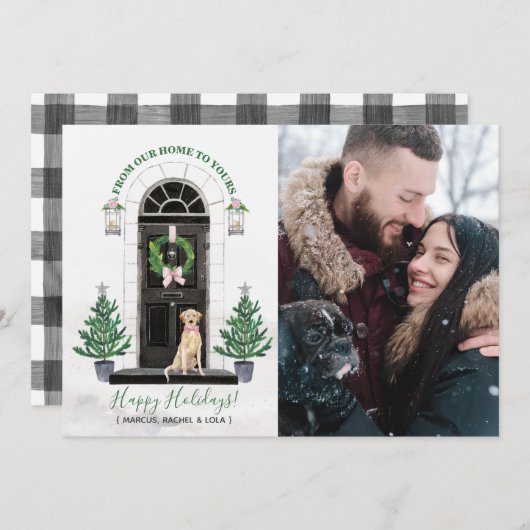 Kerstkaart met gele labrador retriever kaart (Voorkant / Achterkant)