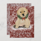 Kerstkaart met gele puppy (Voorkant / Achterkant)
