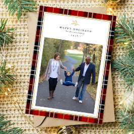 Kerstkaart met gelukkig kerstfeest familie foto