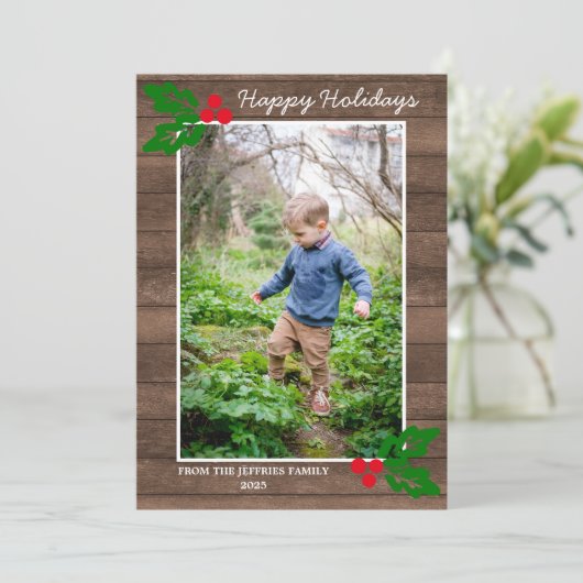 Kerstkaart met gelukkig kerstfeest foto van famili (Staand voorkant)