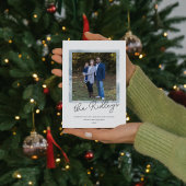 Kerstkaart met gelukkig kerstfeest foto van het ge