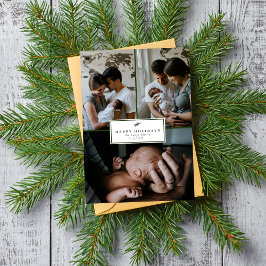 Kerstkaart met gelukkig vakantiegezin foto