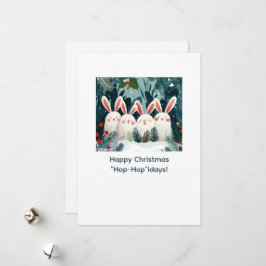 Kerstkaart met Gelukkige Konijnen en Persoonlijk B