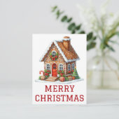 Kerstkaart met Gemberkoekhuis (Staand voorkant)