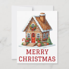 Kerstkaart met Gemberkoekhuis