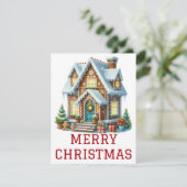 Kerstkaart met Gemberkoekhuis (Staand voorkant)