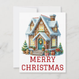 Kerstkaart met Gemberkoekhuis