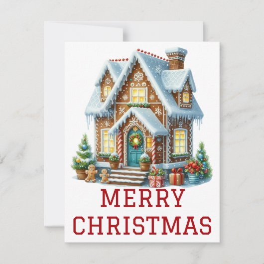 Kerstkaart met Gemberkoekhuis (Voorkant)