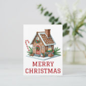 Kerstkaart met Gemberkoekhuis (Staand voorkant)
