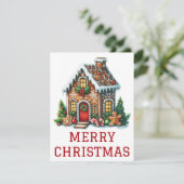 Kerstkaart met Gemberkoekhuis (Staand voorkant)