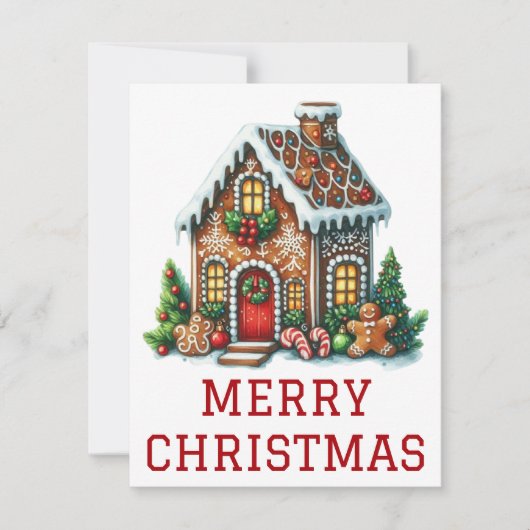Kerstkaart met Gemberkoekhuis (Voorkant)