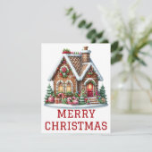 Kerstkaart met Gemberkoekhuis (Staand voorkant)