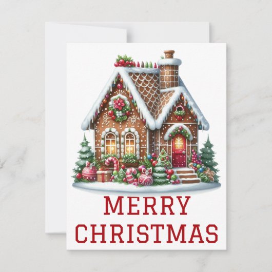 Kerstkaart met Gemberkoekhuis (Voorkant)