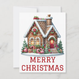 Kerstkaart met Gemberkoekhuis
