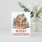 Kerstkaart met Gemberkoekhuis (Staand voorkant)