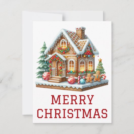 Kerstkaart met Gemberkoekhuis (Voorkant)