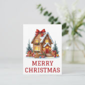 Kerstkaart met Gemberkoekhuis (Staand voorkant)