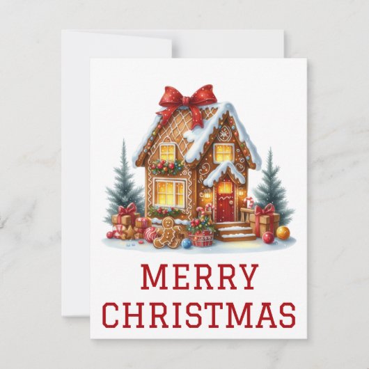Kerstkaart met Gemberkoekhuis (Voorkant)