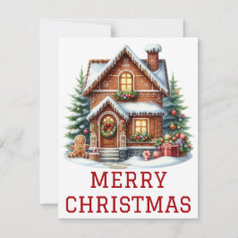 Kerstkaart met Gemberkoekhuis