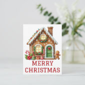 Kerstkaart met Gemberkoekhuis (Staand voorkant)