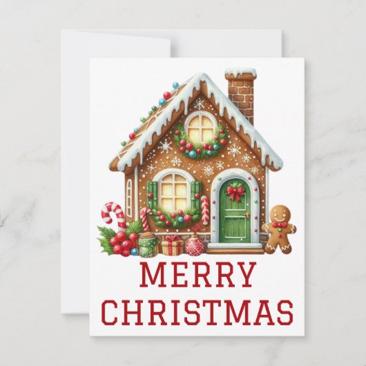 Kerstkaart met Gemberkoekhuis (Voorkant)