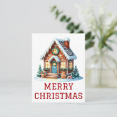 Kerstkaart met Gemberkoekhuis (Staand voorkant)