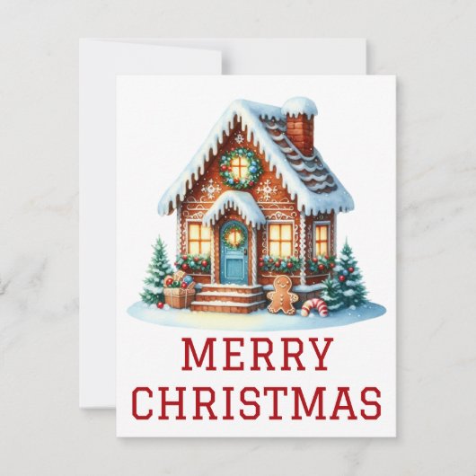 Kerstkaart met Gemberkoekhuis (Voorkant)
