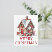 Kerstkaart met Gemberkoekhuis (Staand voorkant)