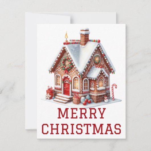 Kerstkaart met Gemberkoekhuis (Voorkant)