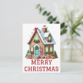 Kerstkaart met Gemberkoekhuis (Staand voorkant)