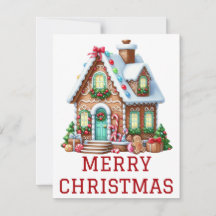 Kerstkaart met Gemberkoekhuis