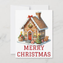 Kerstkaart met Gemberkoekhuis