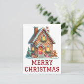 Kerstkaart met Gemberkoekhuis (Staand voorkant)