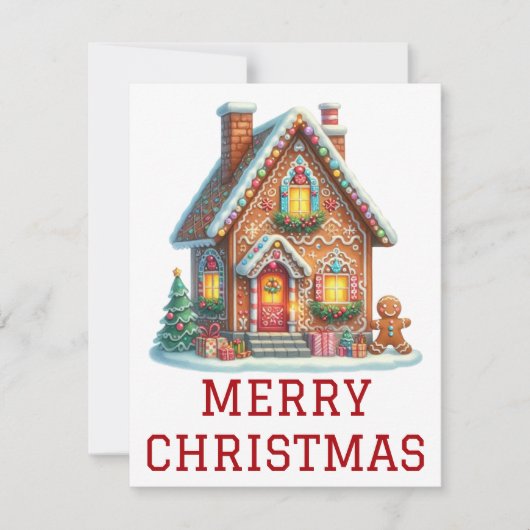 Kerstkaart met Gemberkoekhuis (Voorkant)