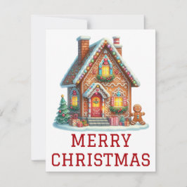 Kerstkaart met Gemberkoekhuis