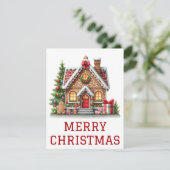 Kerstkaart met Gemberkoekhuis (Staand voorkant)