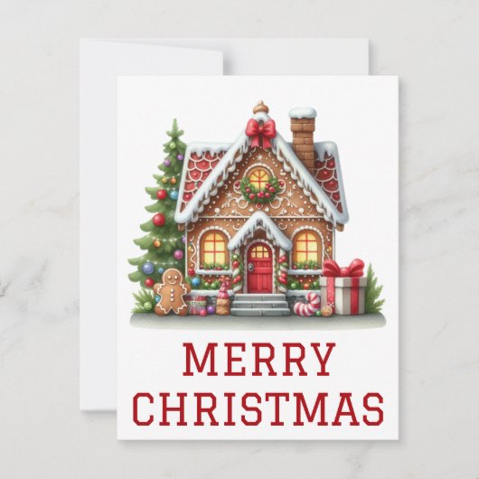 Kerstkaart met Gemberkoekhuis (Voorkant)