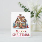 Kerstkaart met Gemberkoekhuis (Staand voorkant)