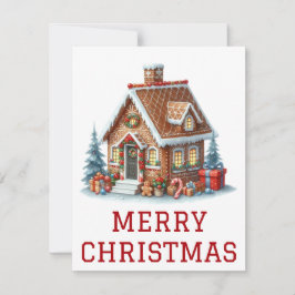 Kerstkaart met Gemberkoekhuis