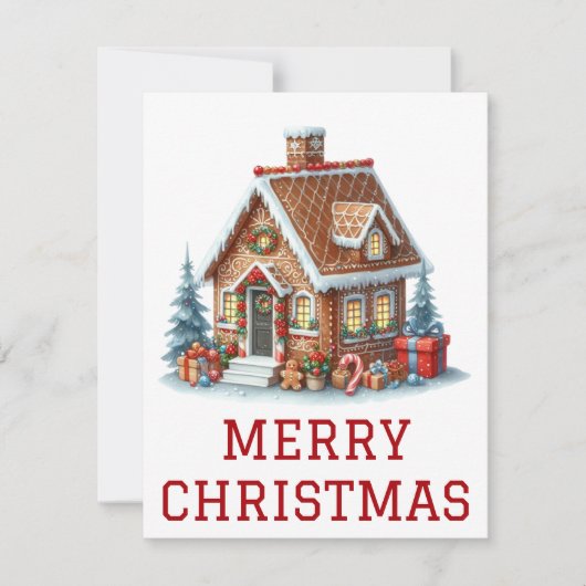 Kerstkaart met Gemberkoekhuis (Voorkant)
